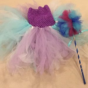 Handmade Elsa inspired baby girl Tutu dress & wand